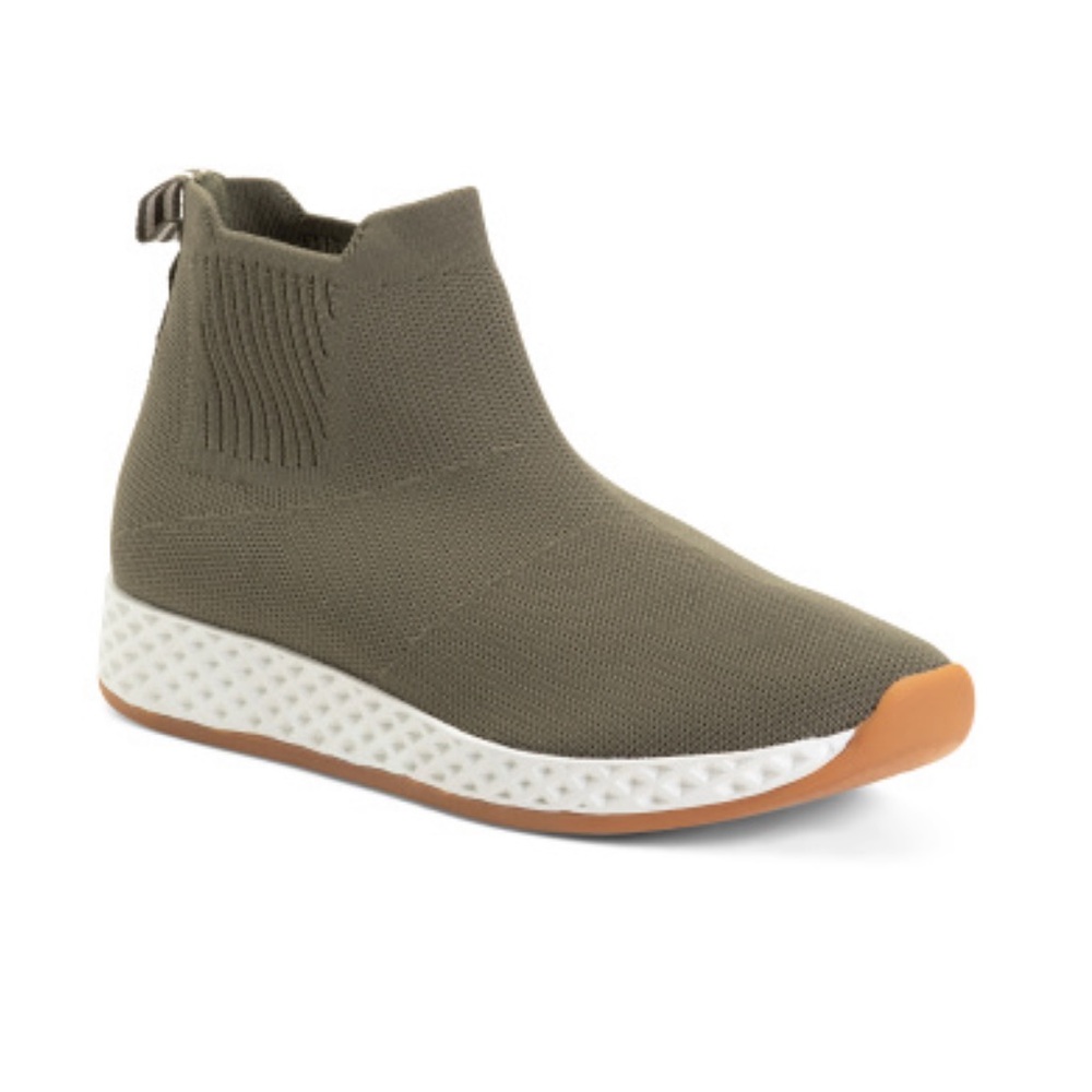 J/Slide Khaki Green Knit High-Top Teddy Sneaker Women’s Size 7